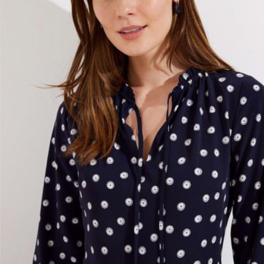 Loft Bloom Ruffle Tie Neck Dress - Picture 2 of 4